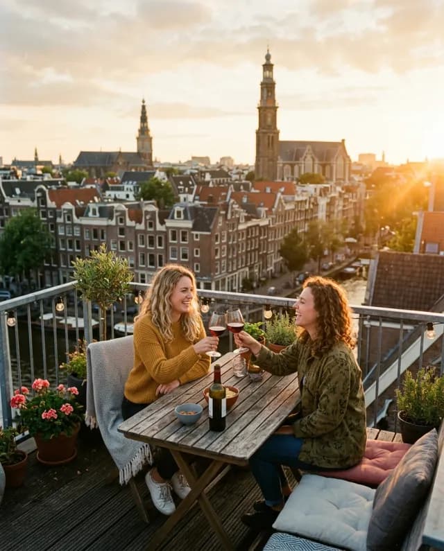 Rooftop terrace toast, Amsterdam